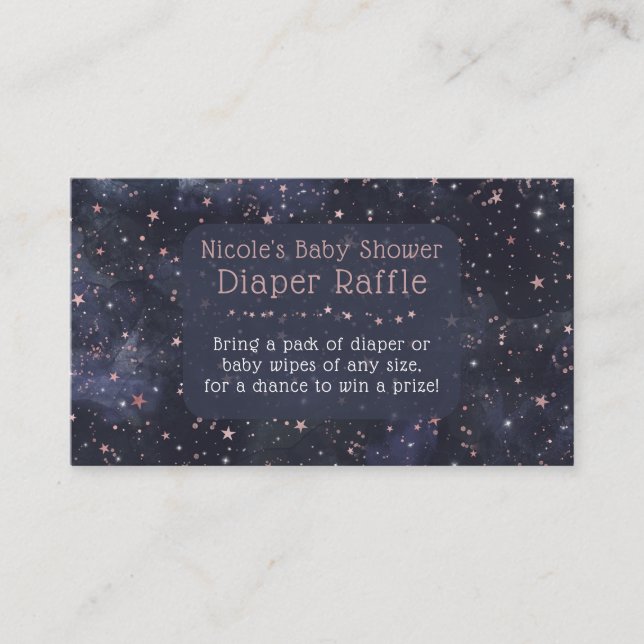 Blue & Pink Starry Baby Shower Diaper Raffle Card (Front)
