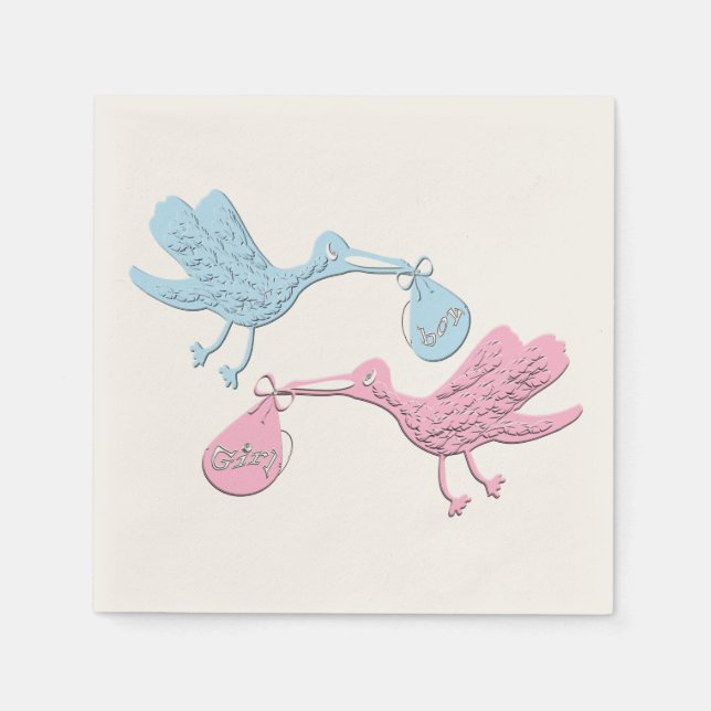 Blue Pink Storks Napkin (Front)