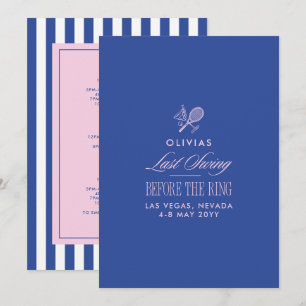 Blue & Pink Striped Last Swing Before the Ring Invitation