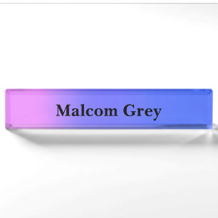blue pink sunset ombre nameplate