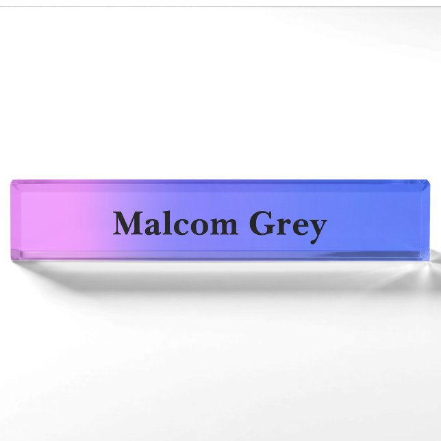 blue pink sunset ombre  nameplate (Front)