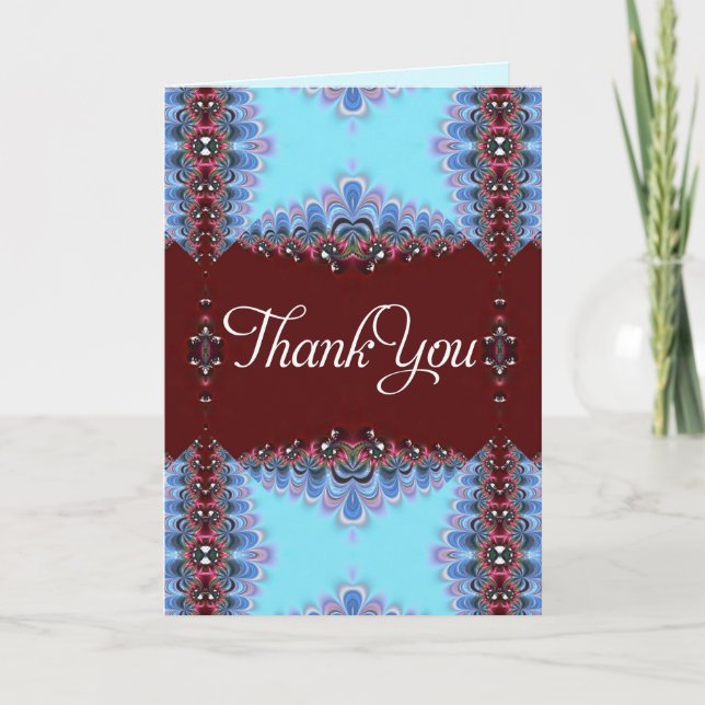 Blue Pink Sweet Country Lace Thank You Custom Card (Front)