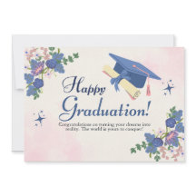 Blue Pink Sweet Flower Happy Graduation