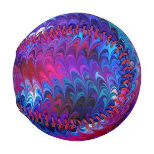 Blue Pink Teal Abstract Marbling Ebru Art Baseball