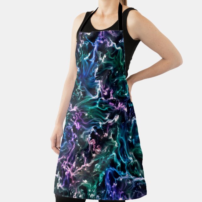 Blue Pink Teal Cosmic Abstract Glow Fluid Nebula Apron (Insitu)