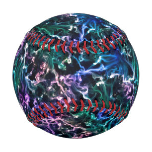 Blue Pink Teal Cosmic Abstract Glow Fluid Nebula Baseball