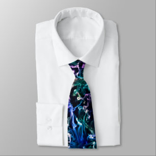 Blue Pink Teal Cosmic Abstract Glow Fluid Nebula Tie