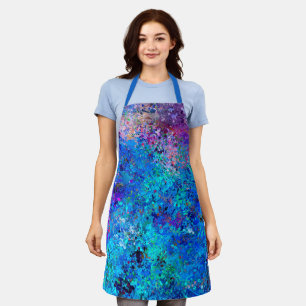 Blue Pink Teal Drops Abstraction Apron