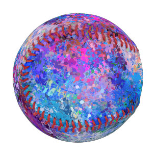 Blue Pink Teal Drops Abstraction Baseball