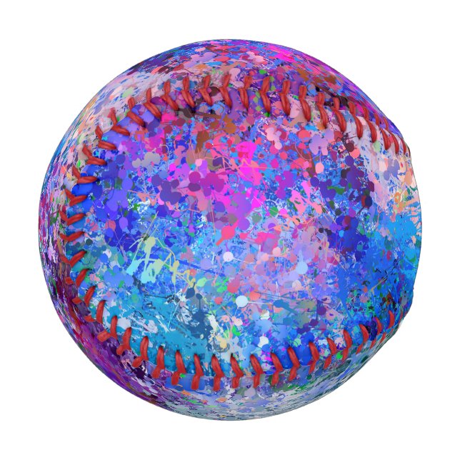 Blue Pink Teal Drops Abstraction Baseball (Front Left)