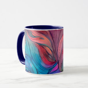 Blue Pink Teal Lilac Watercolor Ink Abstraction Mug