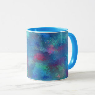 Blue Pink Teal Watercolor Abstraction Mug