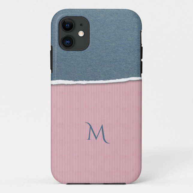 Blue & Pink Texture custom monogram phone cases (Back)