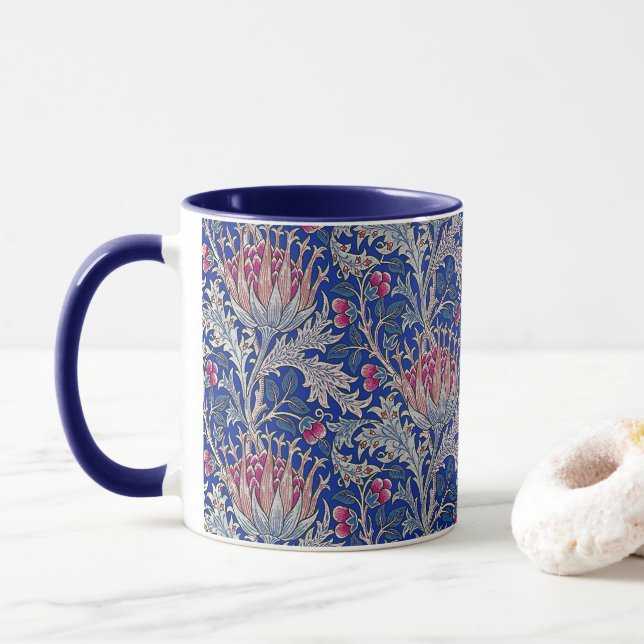 blue pink thistle mug (With Donut)