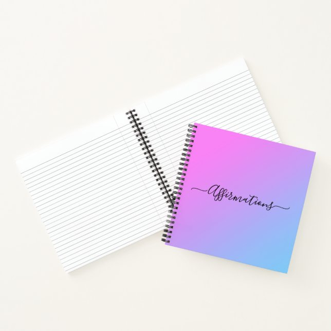 Blue & Pink Tie Dye Black Typography Affirmations  Notebook (Inside)