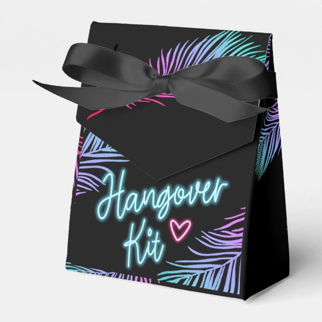 Blue & Pink Tropical Bach Hangover Kit Favour Box (Front Side)