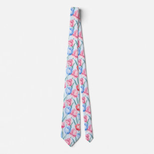 Blue & Pink Tulips Tie