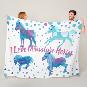 Blue Pink Turquoise Ponies Horses Fleece Blanket