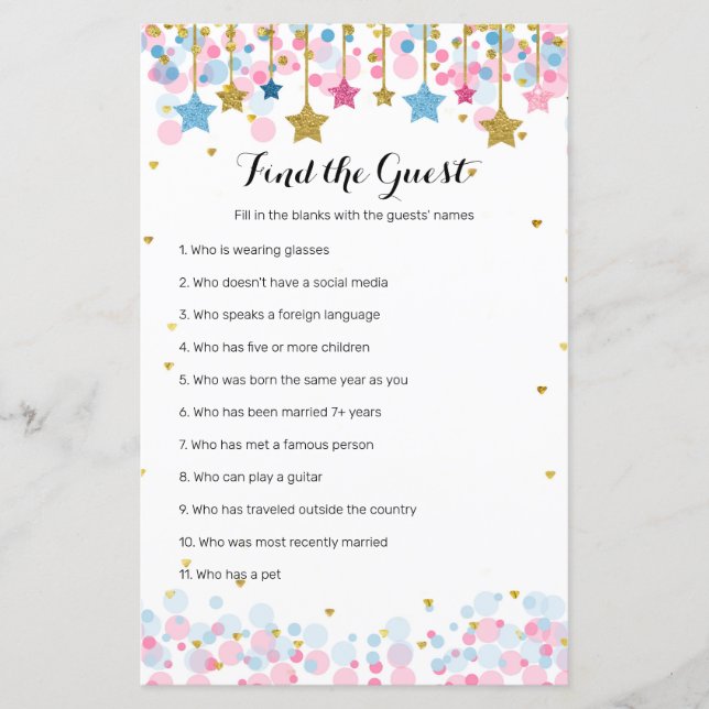 Blue Pink Twinkle Twinkle Find the Guess (Front)