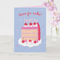 Blue + Pink Vintage Coquette Cherry Cake Birthday