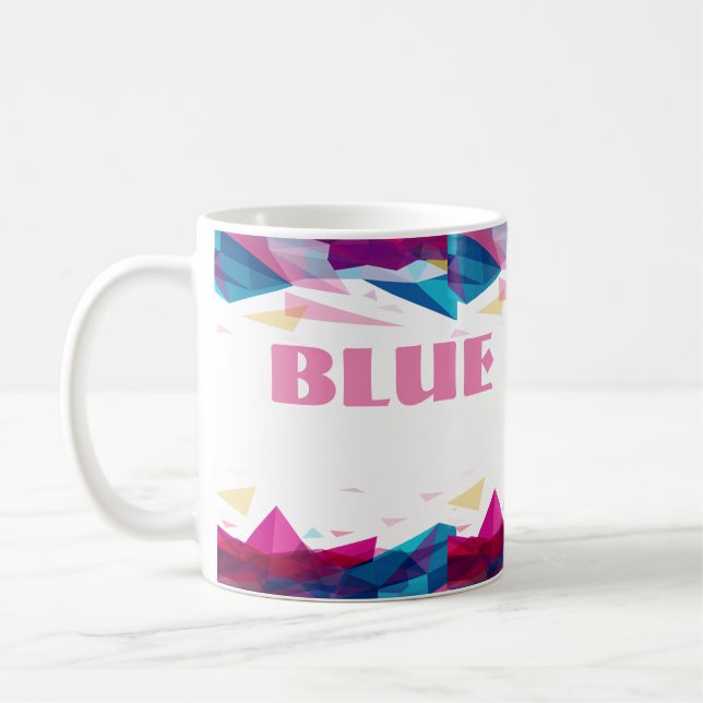 Blue pink vision shapes coffee mug (Left)