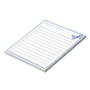 Blue Pink Watercolor Butterfly Personalised Name Notepad