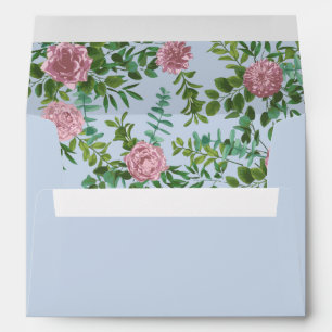 Blue & Pink Wedding Pastel Floral Spring Envelope