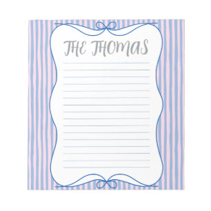 Blue Pink White Cute Personalized Notepad