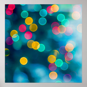 Blue, Pink & Yellow Abstract Lights Poster