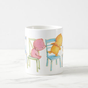 Blue, Pink, Yellow, and Brown Bears Play Coffee Mug