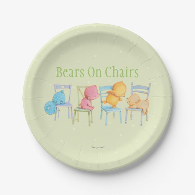 Blue, Pink, Yellow, and Brown Bears Play Paper Plate (Front)