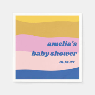 Blue Pink Yellow Cute Playful Custom Baby Shower Napkin