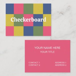 Blue Pink Yellow Green Chequerboard Business Card