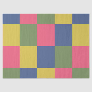 Blue Pink Yellow Green Chequerboard Tissue Paper