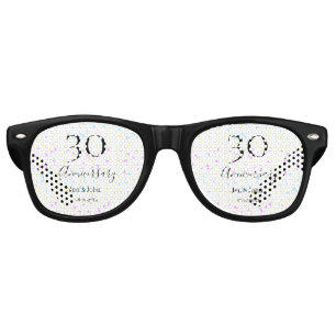 Blue pink yellow polka dots 30th anniversary name retro sunglasses