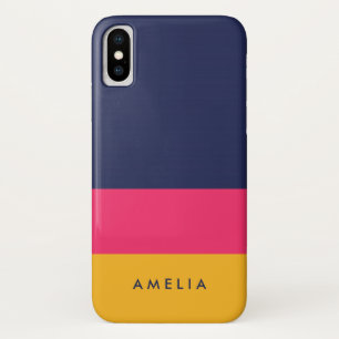 Blue Pink Yellow Vibrant Colour Block Modern iPhone X Case