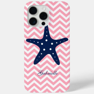 Blue & Pink Zigzags Pattern Starfish iPhone 15 Pro Max Case