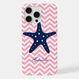 Blue & Pink Zigzags Pattern Starfish iPhone Case