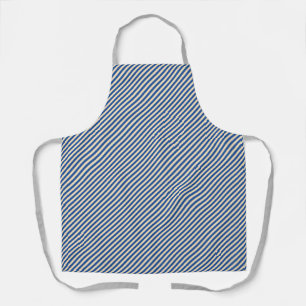 Blue Pinstripe Grey Straps Chef  Apron