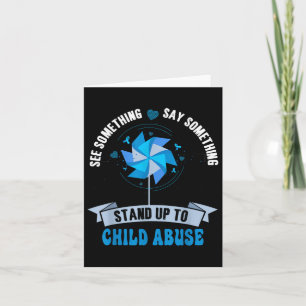 Blue Pinwheel Child Abuse Prevention Awareness Men Card