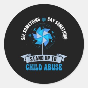 Blue Pinwheel Child Abuse Prevention Awareness Men Classic Round Sticker