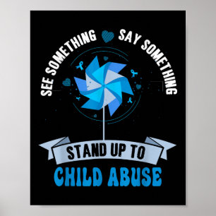Blue Pinwheel Child Abuse Prevention Awareness Men Poster