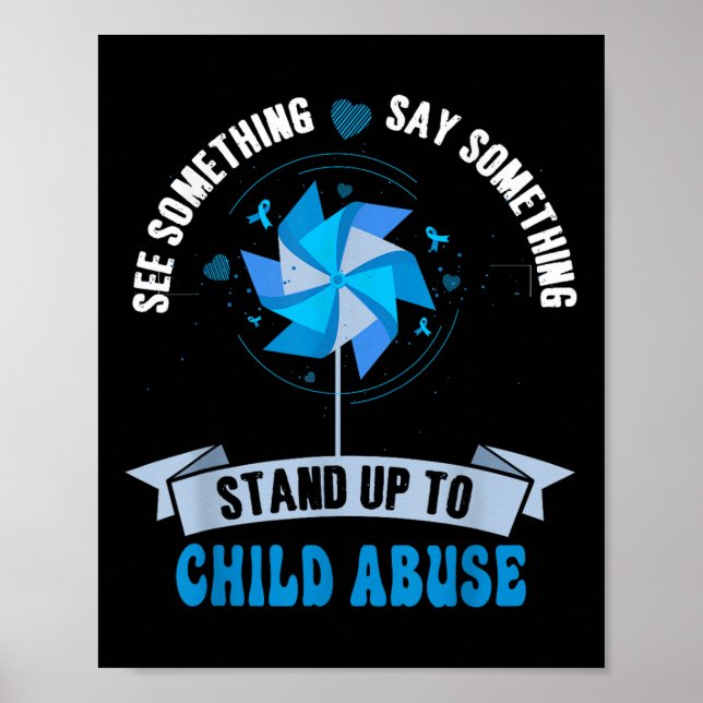 Blue Pinwheel Child Abuse Prevention Awareness Men Poster (Front)