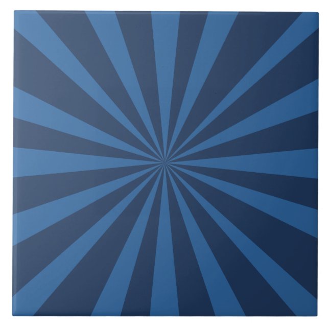 Blue Pinwheel Stripes Ceramic Tile (Front)