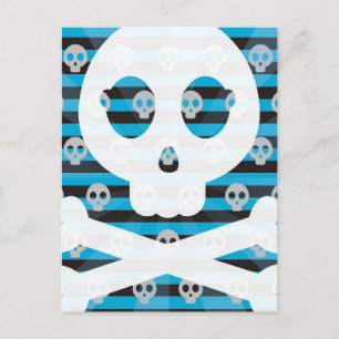 Blue Pirate Skull Postcard