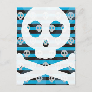 Blue Pirate Skull Postcard
