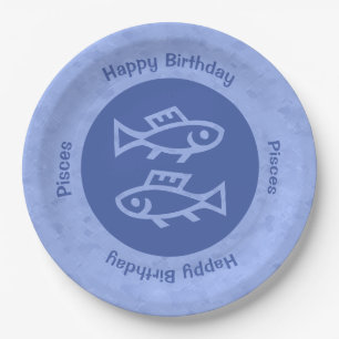 Blue Pisces Zodiac Paper Plate