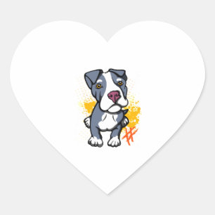 Blue Pit Bull Pup Heart Sticker