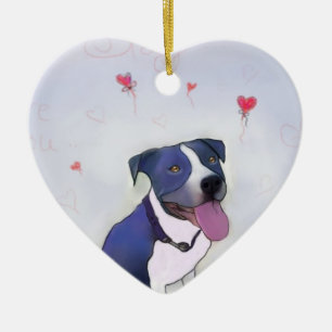Blue Pit Good Dog Ceramic Ornament