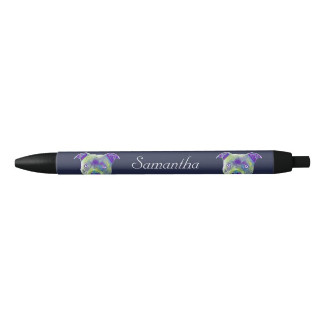 Blue pitbull dog personalised pen (Front)